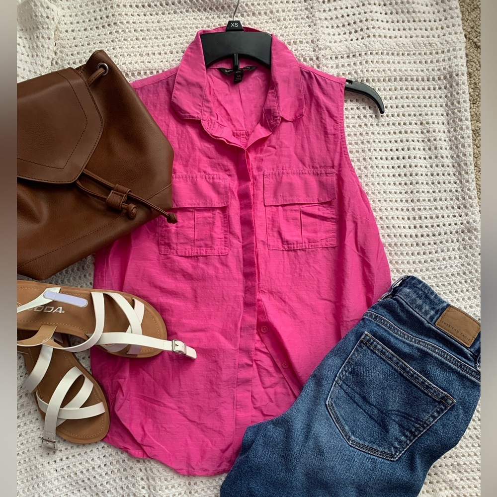 Banana Republic Sleeveless Hot Pink Tank Top